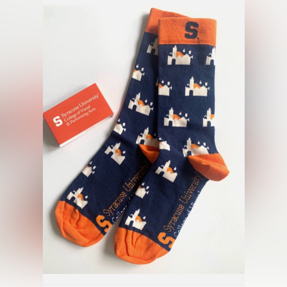 SYRACUSE UNIVERSITY Socks College Visual Performing Arts BUILDING Crew NWT